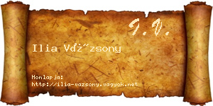Ilia Vázsony névjegykártya